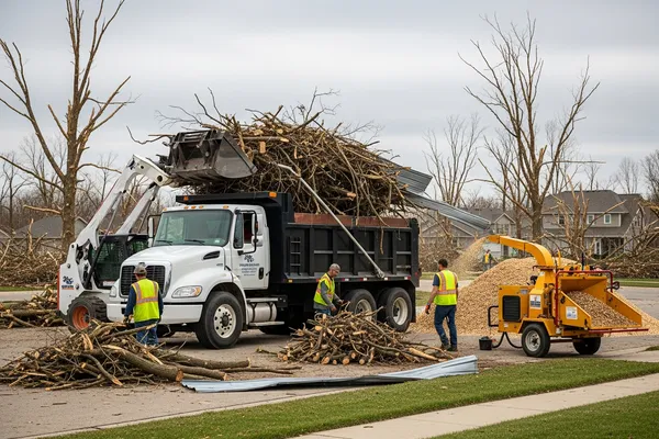Debris hauling and disposal after tornado