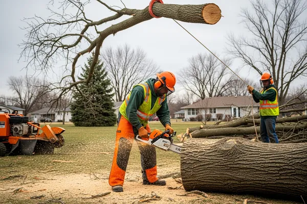 Tree removal after storm damage