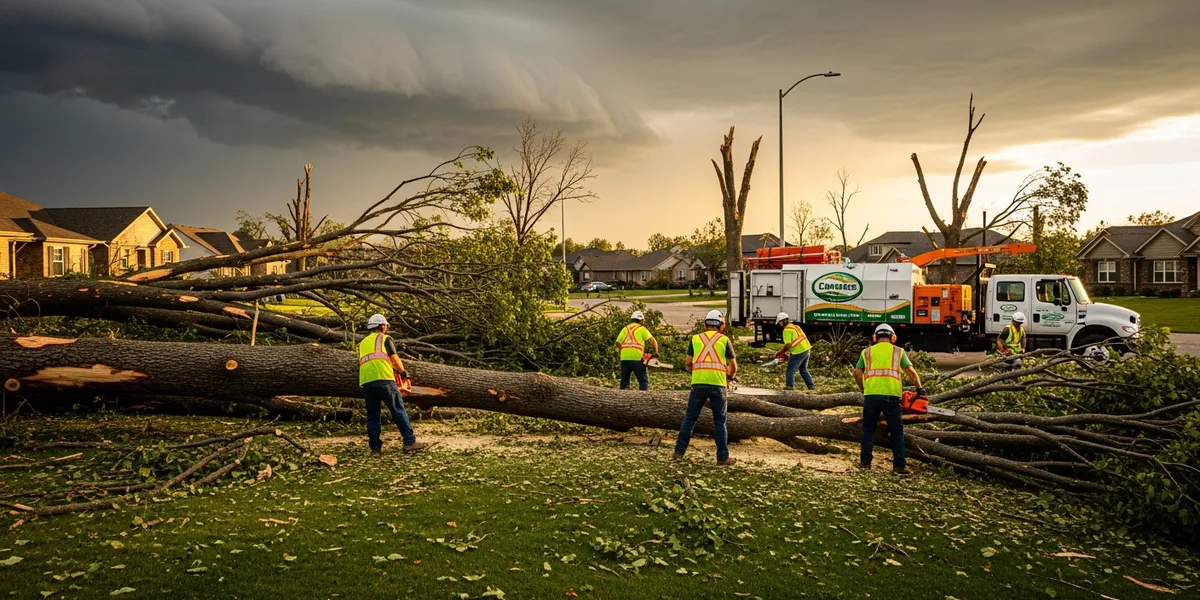 Tornado debris cleanup and storm damage restoration