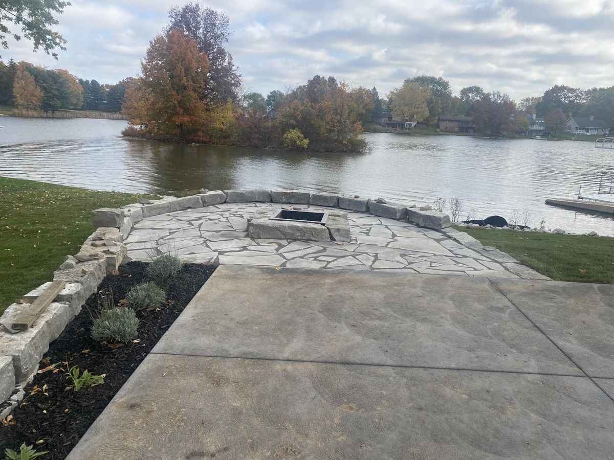 Fire pit and patio at a Gull Lake area home in Richland