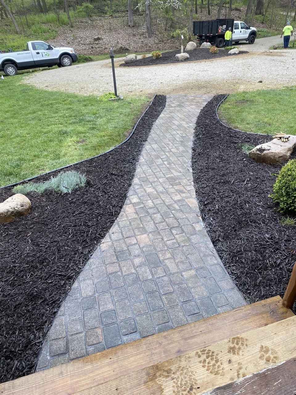 Stone walkway installation